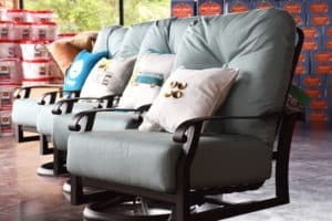 patio furniture blue chairs